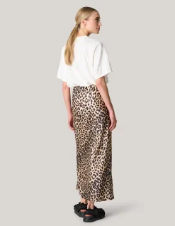Shoeby Leopard Satijnen Midi Rok<DAMES Rokken