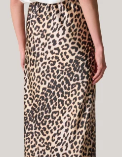 Shoeby Leopard Satijnen Midi Rok<DAMES Rokken