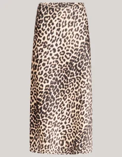 Shoeby Leopard Satijnen Midi Rok<DAMES Rokken