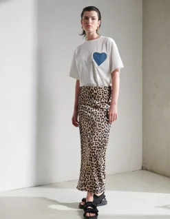 Shoeby Leopard Satijnen Midi Rok<DAMES Rokken