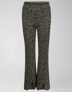 Shoeby Leopard Split Flared Legging Bruin< Broeken