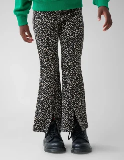 Shoeby Leopard Split Flared Legging Bruin< Broeken