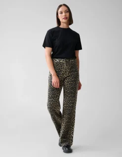 Shoeby Leopard Straight Fit Jeans Bruin<DAMES Jeans