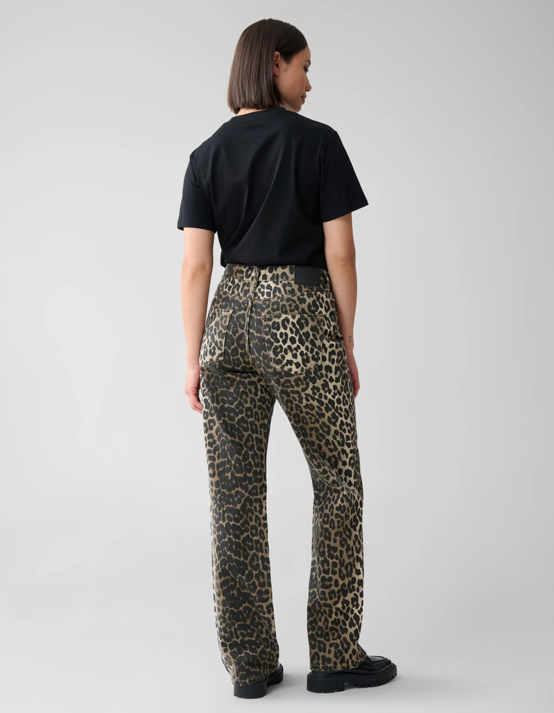Shoeby Leopard Straight Fit Jeans Bruin<DAMES Jeans