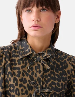 Shoeby Leopard Strik Blouse Bruin< Blouses