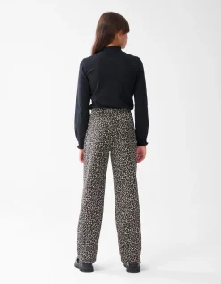 Shoeby Leopard Wide Leg Broek Bruin< Broeken