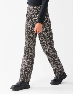 Shoeby Leopard Wide Leg Broek Bruin< Broeken