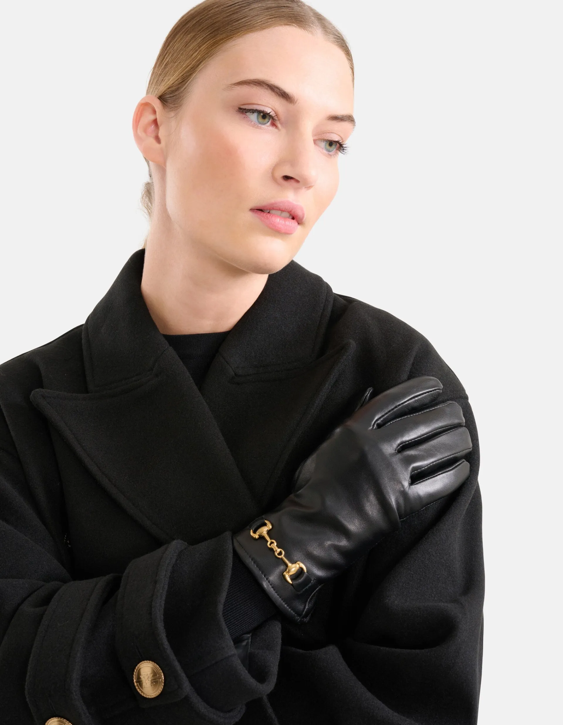 Shoeby Leren Chain Handschoenen Zwart<DAMES Handschoenen