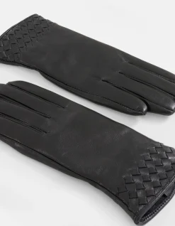 Shoeby Leren Gevlochten Handschoenen Zwart<DAMES Handschoenen