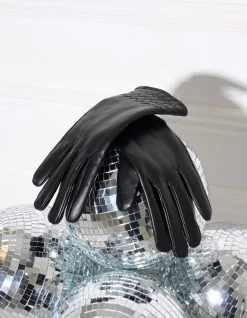 Shoeby Leren Gevlochten Handschoenen Zwart<DAMES Handschoenen