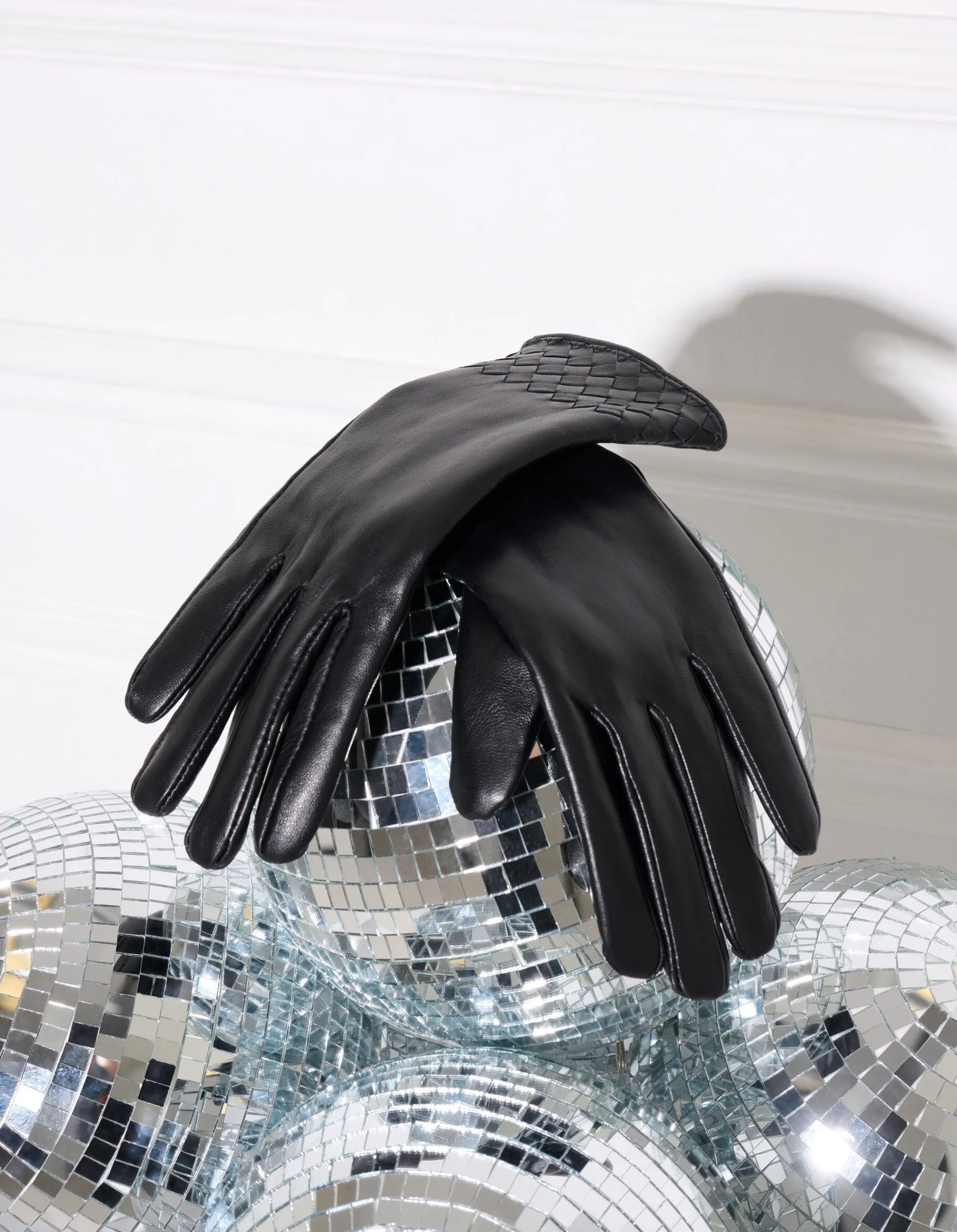 Shoeby Leren Gevlochten Handschoenen Zwart<DAMES Handschoenen