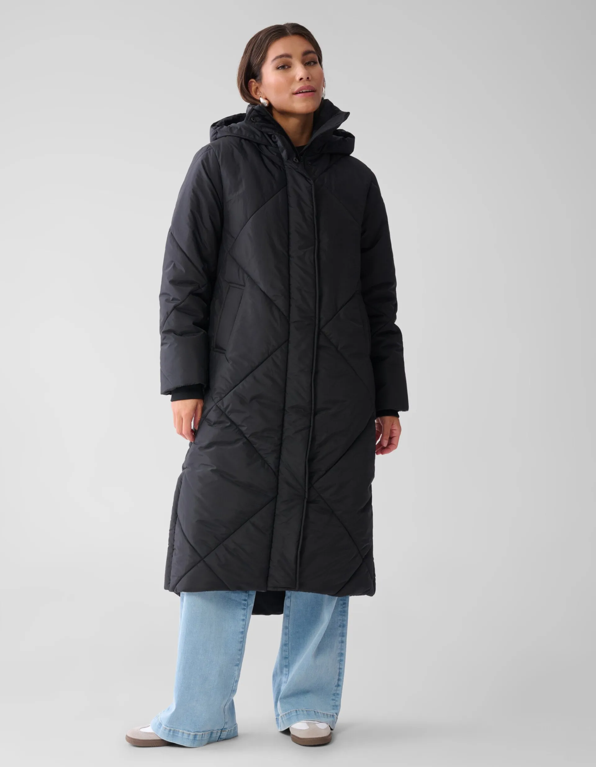 Shoeby Long Puffer Jas Zwart<DAMES Jassen
