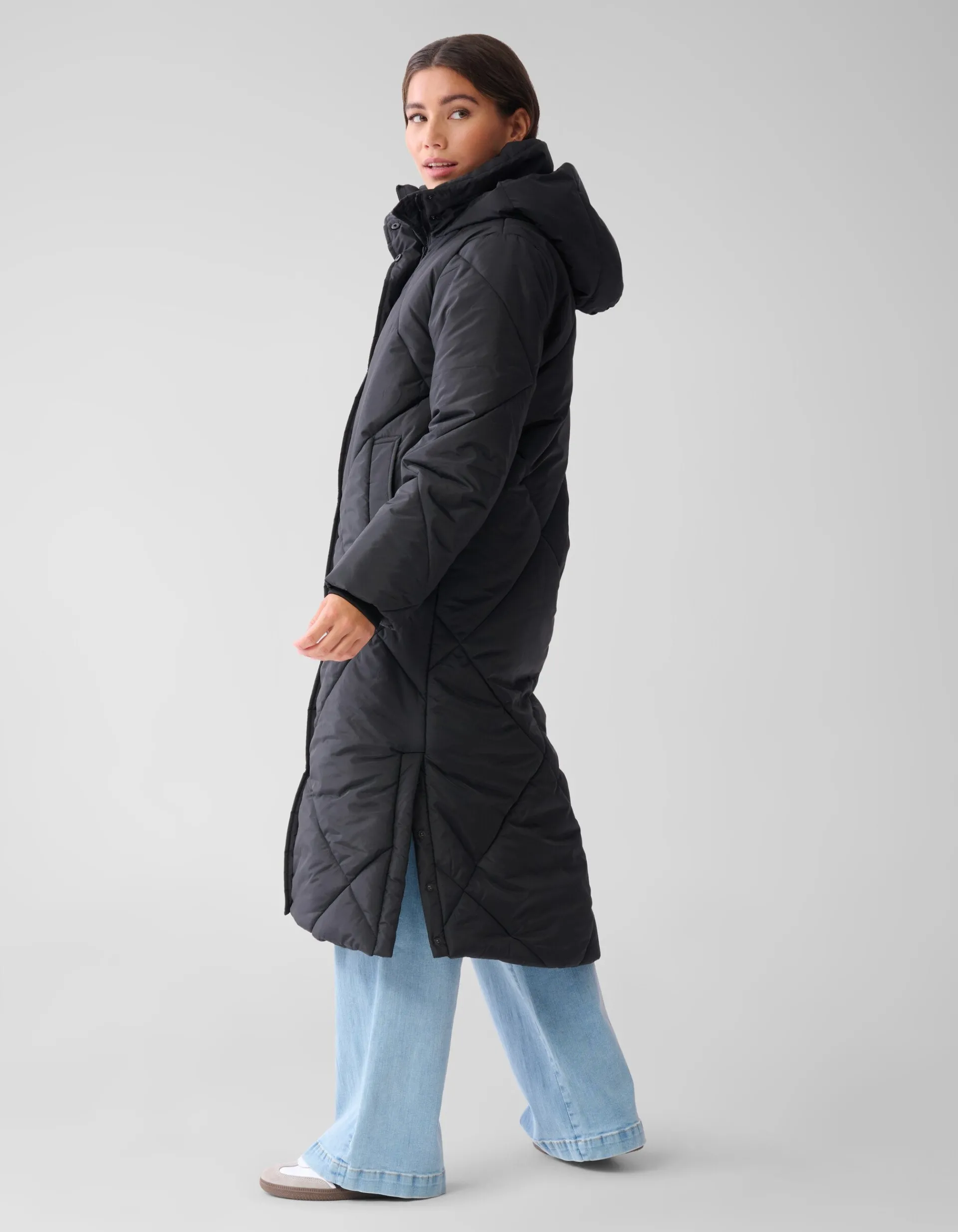Shoeby Long Puffer Jas Zwart<DAMES Jassen