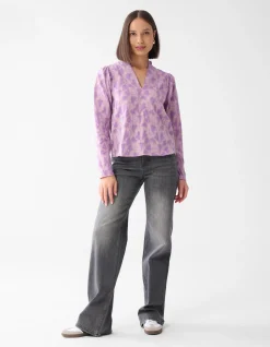 Shoeby Lurex Heart Blouse Paars<DAMES Blouses