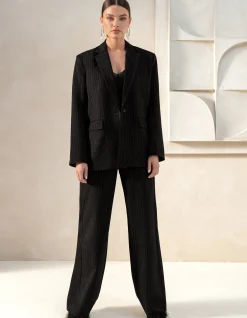 Shoeby Lurex Pinstripe Blazer Zwart By Mieke<DAMES Blazers