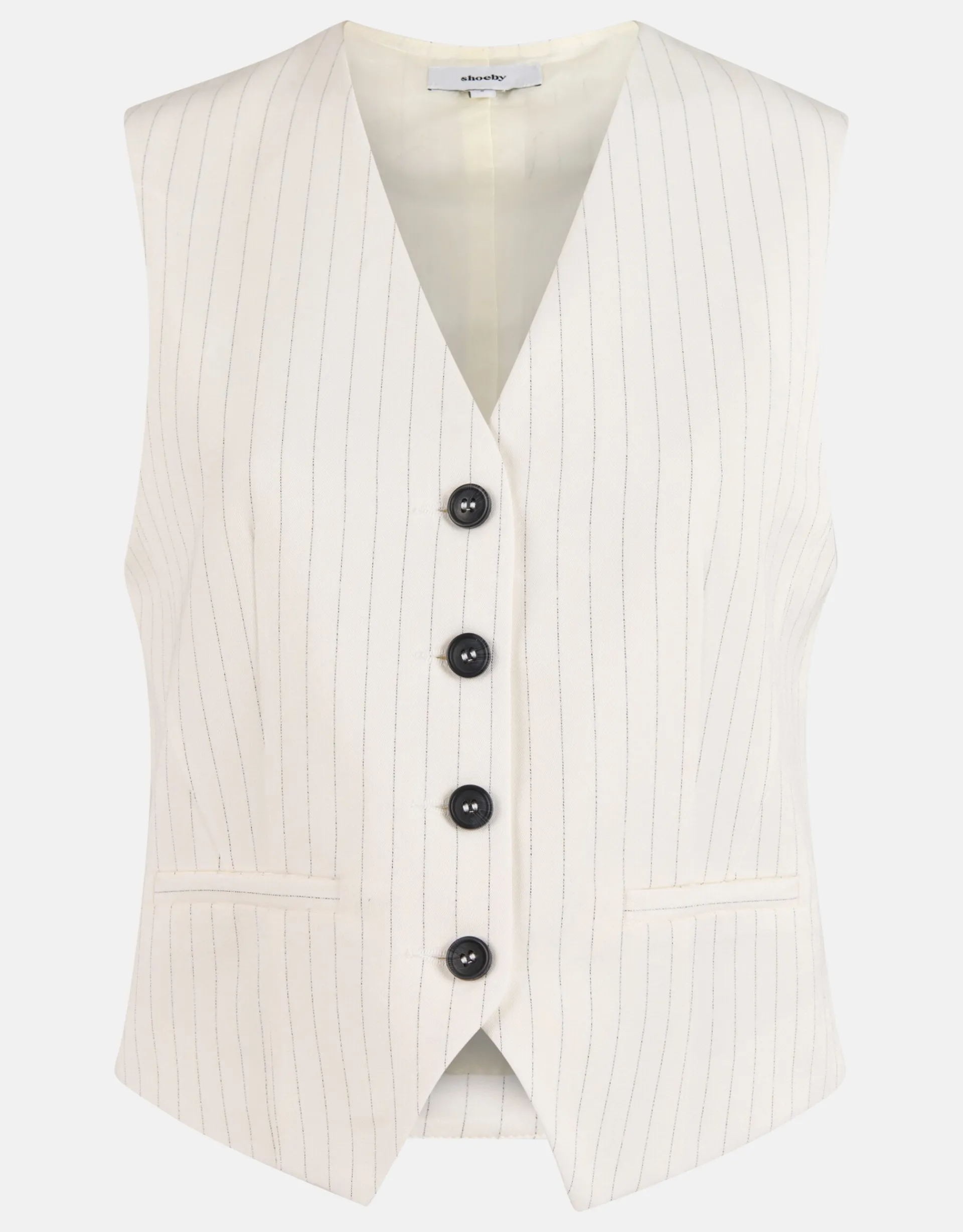 Shoeby Lurex Pinstripe Gilet Gebroken Wit<DAMES Gilets