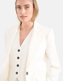 Shoeby Lurex Pinstripe Oversized Blazer Gebroken Wit<DAMES Blazers