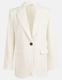 Shoeby Lurex Pinstripe Oversized Blazer Gebroken Wit<DAMES Blazers