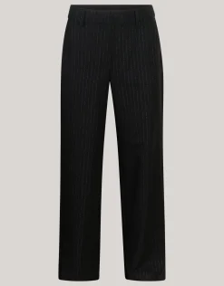 Shoeby Lurex Pinstripe Wide Leg Pantalon Zwart By Mieke<DAMES Broeken