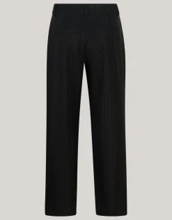 Shoeby Lurex Pinstripe Wide Leg Pantalon Zwart By Mieke<DAMES Broeken