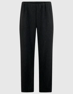 Shoeby Lurex Pinstripe Wide Leg Broek Zwart<DAMES Broeken