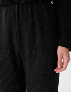 Shoeby Lurex Pinstripe Wide Leg Broek Zwart<DAMES Broeken