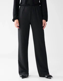 Shoeby Lurex Pinstripe Wide Leg Broek Zwart<DAMES Broeken