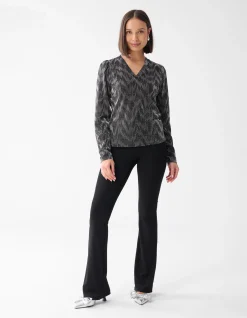 Shoeby Lurex V-hals Top Zwart<DAMES Tops