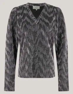 Shoeby Lurex V-hals Top Zwart<DAMES Tops