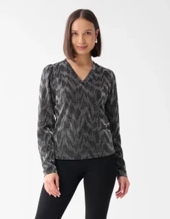 Shoeby Lurex V-hals Top Zwart<DAMES Tops