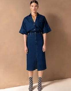 Shoeby Maxi Denim Jurk Donkerblauw By Mieke<DAMES Jurken