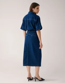 Shoeby Maxi Denim Jurk Donkerblauw By Mieke<DAMES Jurken