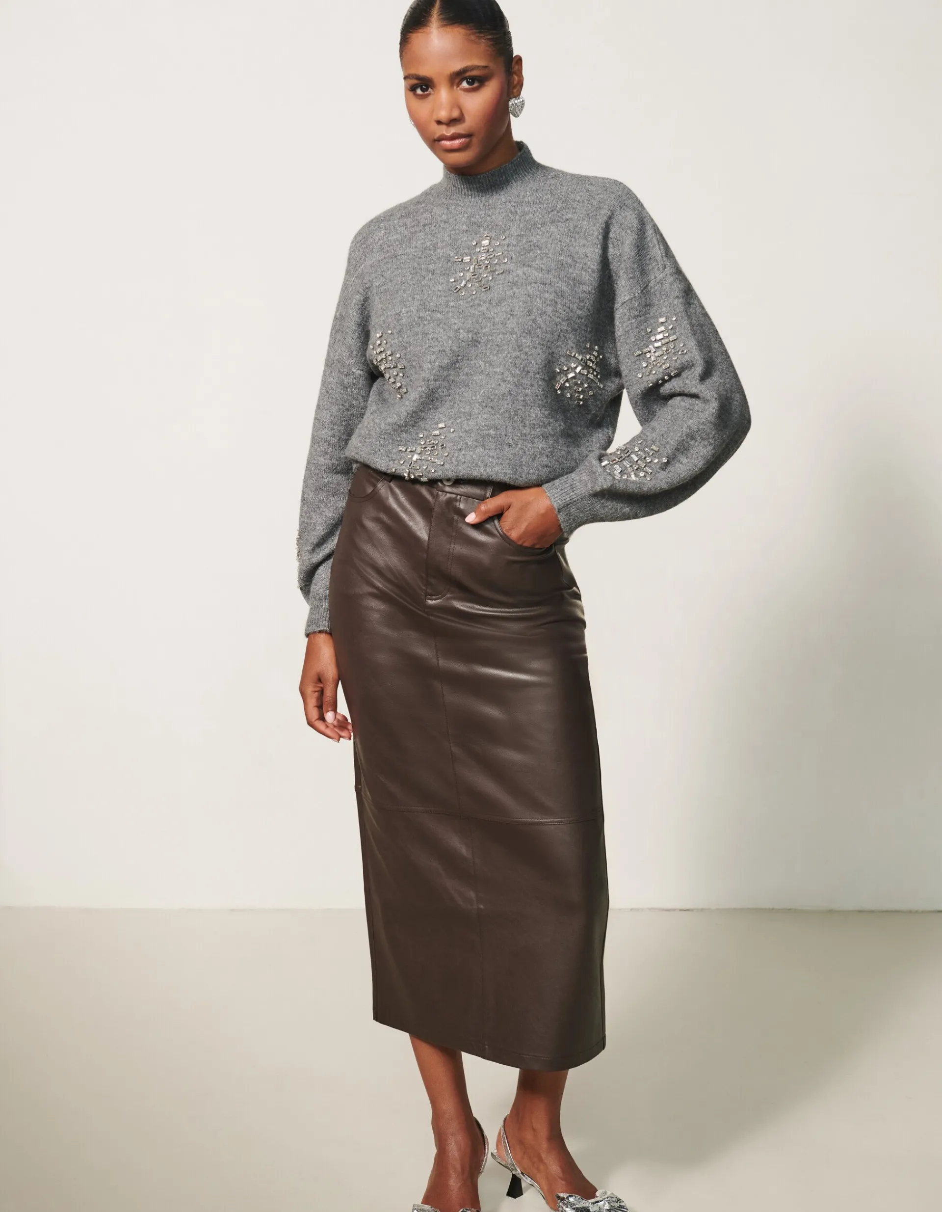 Shoeby Maxi Rok Bruin By Fred<DAMES Rokken
