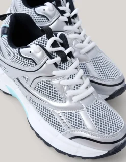 Shoeby Mesh Sneakers Zilver<DAMES Sneakers