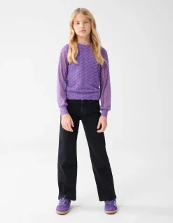 Shoeby Mesh Top Paars< Tops Lange Mouw