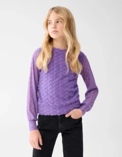 Shoeby Mesh Top Paars< Tops Lange Mouw