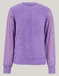 Shoeby Mesh Top Paars< Tops Lange Mouw