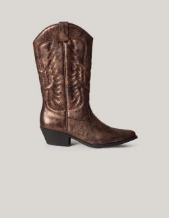Shoeby Metallic Cowboylaarzen Bruin<DAMES Laarzen