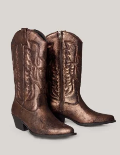 Shoeby Metallic Cowboylaarzen Bruin<DAMES Laarzen