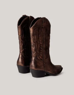 Shoeby Metallic Cowboylaarzen Bruin<DAMES Laarzen