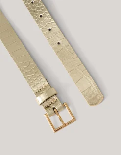 Shoeby Metallic Croco Riem Goud<DAMES Riemen