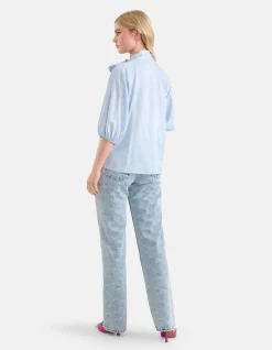Shoeby Metallic Denim Blouse Lichtblauw<DAMES Blouses