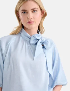Shoeby Metallic Denim Blouse Lichtblauw<DAMES Blouses