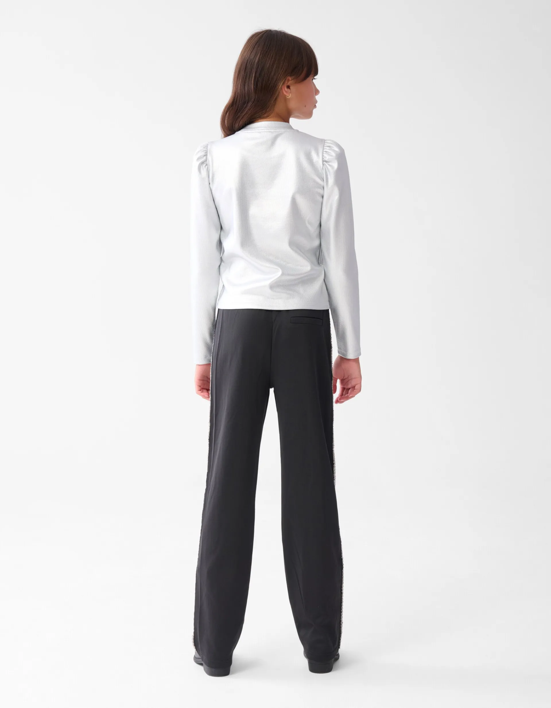 Shoeby Metallic Longsleeve Zilver< Tops Lange Mouw