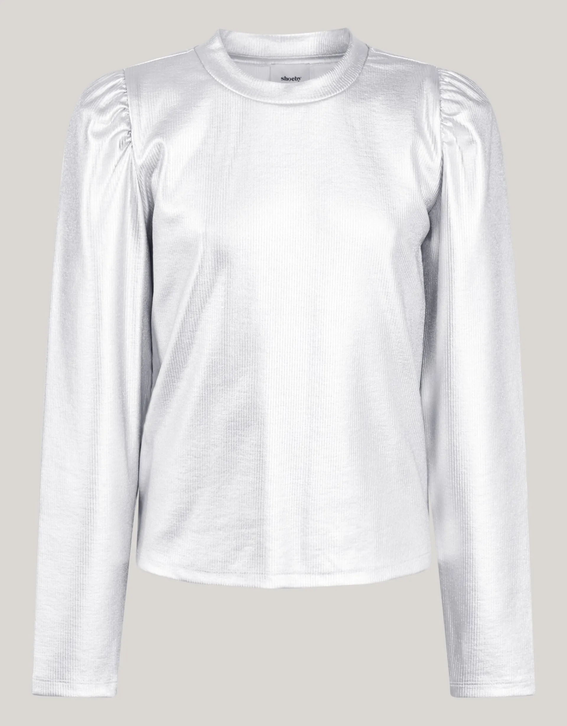 Shoeby Metallic Longsleeve Zilver< Tops Lange Mouw