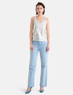 Shoeby Metallic Rib Top Zilver<DAMES Tops