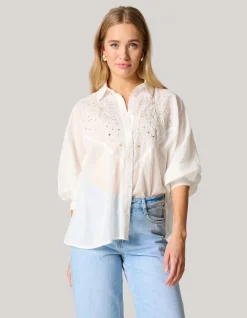 Shoeby Multi Embroidery Blouse Wit<DAMES Blouses