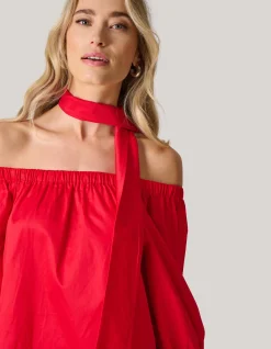 Shoeby Off Shoulder Jurk Rood<DAMES Jurken