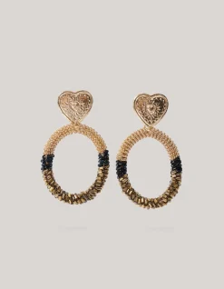 Shoeby Oval Beaded Heart Oorbellen Goud<DAMES Sieraden