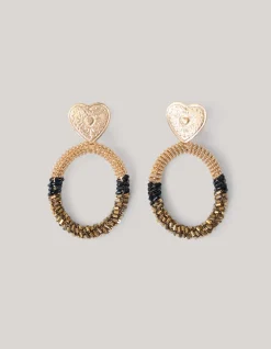 Shoeby Oval Beaded Heart Oorbellen Goud<DAMES Sieraden